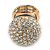 Statement Pave-Set Crystal, Black Enamel 'Ball' Flex Ring In Gold Plating - 25mm Across - Size 7/8 - view 5