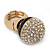 Statement Pave-Set Crystal, Black Enamel 'Ball' Flex Ring In Gold Plating - 25mm Across - Size 7/8 - view 4
