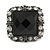 Faceted Black Glass Square Stone and Diamante Gun Metal Stretch Ring - 25mm Length - Expandable Size 7/8 - view 4