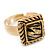 Vintage Square Animal Print Resin Ring In Burnt Gold - 13mm Width - Adjustable - Size 8/9 - view 3