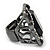 Vintage Square Black Glass Stone Flex Ring In Gun Metal Finish - 32mm Across - Size 8/9 - view 6