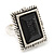 Vintage Inspired Square, Black Acrylic Bead Flex Ring In Silver Tone - 25mm Across - Size 7/8 - view 8