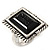 Vintage Inspired Square, Black Acrylic Bead Flex Ring In Silver Tone - 25mm Across - Size 7/8 - view 5