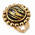 Antique Gold Effect Round 'Tigra' Animal Print Ring with Acrylic Gem - 20mm Size 7/8 Expandable - view 6