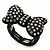 Matte Black 'Bow' Ring with Clear Crystals - 25mm Wide - Size 7/8 Expandable - view 6