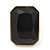 Faceted Rectangular Black Glass Ring In Gold Plating - 27mm Across - Adjustable - Size 7/8 - view 6