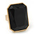 Faceted Rectangular Black Glass Ring In Gold Plating - 27mm Across - Adjustable - Size 7/8 - view 7