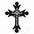 Large Black Tone Metal and Swarovski Crystal 'Fleur de Lis' Cross Statement Stretch Ring - 50mm Length - Size 7/8 - view 11