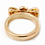 Gold Plated 'Cutie' Bow Ring with Clear Crystals - 2cm Length - Size 7 - view 5
