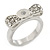 Rhodium Plated 'Cutie' Bow Ring with Clear Crystals - 2cm Length - Size 7 - view 3