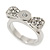 Rhodium Plated 'Cutie' Bow Ring with Clear Crystals - 2cm Length - Size 7