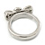 Rhodium Plated 'Cutie' Bow Ring with Clear Crystals - 2cm Length - Size 7 - view 5