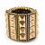 Wide 'Spiky' Stretch Band Ring In Burn Gold Metal - 20mm Width - Size 6/7 - view 2