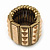 Wide 'Spiky' Stretch Band Ring In Burn Gold Metal - 20mm Width - Size 6/7 - view 4