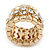 Wide Clear Swarovski Crystal Flex Band Ring In Gold Tone Metal Finish - 20mm Width - Size 7/8 - view 5