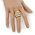 Wide Clear Swarovski Crystal Flex Band Ring In Gold Tone Metal Finish - 20mm Width - Size 7/8 - view 2