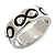 Rhodium Plated Black Enamel 'Infinity' Band Ring - Size 7 - view 3