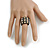 Two Tone 'Spiky' Wide Flex Band Ring (Gold/ Black Tone Metal) - 20mm Width - Size 7/8 - view 2