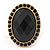 Oval, Black Faceted Glass Stone Flex Ring In Gold Plating - 35mm Across - Size 7/8 - view 2
