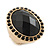 Oval, Black Faceted Glass Stone Flex Ring In Gold Plating - 35mm Across - Size 7/8 - view 3
