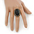 Oval, Black Faceted Glass Stone Flex Ring In Gold Plating - 35mm Across - Size 7/8 - view 4