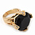 Statement Black CZ Crystal Round Wide Band Cocktail Ring In Gold Plating - 20mm Diameter - Size 7 - view 7