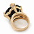Statement Black CZ Crystal Round Wide Band Cocktail Ring In Gold Plating - 20mm Diameter - Size 7 - view 5