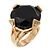 Statement Black CZ Crystal Round Wide Band Cocktail Ring In Gold Plating - 20mm Diameter - Size 7 - view 3