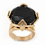 Statement Black CZ Crystal Round Wide Band Cocktail Ring In Gold Plating - 20mm Diameter - Size 7 - view 8