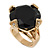 Statement Black CZ Crystal Round Wide Band Cocktail Ring In Gold Plating - 20mm Diameter - Size 7
