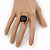 Statement Black CZ Crystal Round Wide Band Cocktail Ring In Gold Plating - 20mm Diameter - Size 7 - view 2