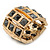 Two Tone 'Spiky' Wide Flex Band Ring (Gold/ Black Tone Metal) - 20mm Width - Size 7/8 - view 3