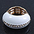 White Enamel Dome Shaped Stretch Cocktail Ring In Gold Plating - 2cm Length - Size 7/8 - view 9