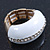 White Enamel Dome Shaped Stretch Cocktail Ring In Gold Plating - 2cm Length - Size 7/8 - view 10