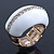 White Enamel Dome Shaped Stretch Cocktail Ring In Gold Plating - 2cm Length - Size 7/8 - view 11