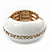 White Enamel Dome Shaped Stretch Cocktail Ring In Gold Plating - 2cm Length - Size 7/8 - view 4
