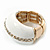 White Enamel Dome Shaped Stretch Cocktail Ring In Gold Plating - 2cm Length - Size 7/8 - view 7
