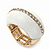 White Enamel Dome Shaped Stretch Cocktail Ring In Gold Plating - 2cm Length - Size 7/8 - view 8
