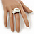White Enamel Dome Shaped Stretch Cocktail Ring In Gold Plating - 2cm Length - Size 7/8 - view 2
