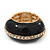 Black Enamel Dome Shaped Stretch Cocktail Ring In Gold Plating - 2cm Length - Size 7/8 - view 4