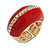 Red Enamel Dome Shaped Stretch Cocktail Ring In Gold Plating - 2cm Length - Size 7/8