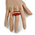 Red Enamel Dome Shaped Stretch Cocktail Ring In Gold Plating - 2cm Length - Size 7/8 - view 2