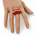 Red Enamel Dome Shaped Stretch Cocktail Ring In Gold Plating - 2cm Length - Size 7/8 - view 7