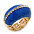 Blue Enamel Dome Shaped Stretch Cocktail Ring In Gold Plating - 2cm Length - Size 7/8 - view 4
