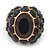 Statement Black Crystal Dome Shaped Cocktail Flex Ring Gold Tone - 30mm Across - Size 8 - view 2