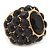 Statement Black Crystal Dome Shaped Cocktail Flex Ring Gold Tone - 30mm Across - Size 8 - view 6