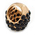 Statement Black Crystal Dome Shaped Cocktail Flex Ring Gold Tone - 30mm Across - Size 8 - view 4