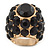 Statement Black Crystal Dome Shaped Cocktail Flex Ring Gold Tone - 30mm Across - Size 8 - view 7