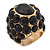 Statement Black Crystal Dome Shaped Cocktail Flex Ring Gold Tone - 30mm Across - Size 8 - view 8