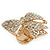 Statement Pave-Set Swarovski Crystal 'Bow' Flex Ring In Gold Plating - 47mm Across - Size 7/8 - view 8